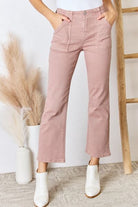 Light Gray RISEN Full Size High Rise Ankle Flare Jeans Valentine's Day