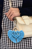 Gray Assorted 4-Pack Heart-Shaped Macrame Fringe Keychain Key Chains