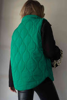 Sea Green Collared Neck Vest with Pockets Winter Accessories