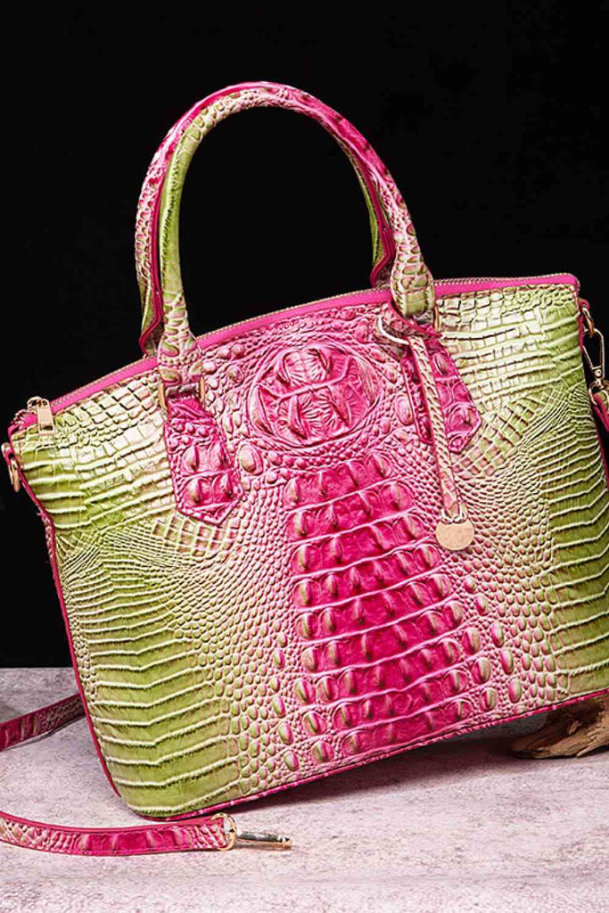 Black Gradient PU Leather Handbag