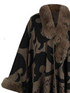 Dark Slate Gray Faux Fur Trim Poncho Clothes