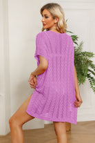 Thistle Openwork Side Slit Knit Dress Clothing