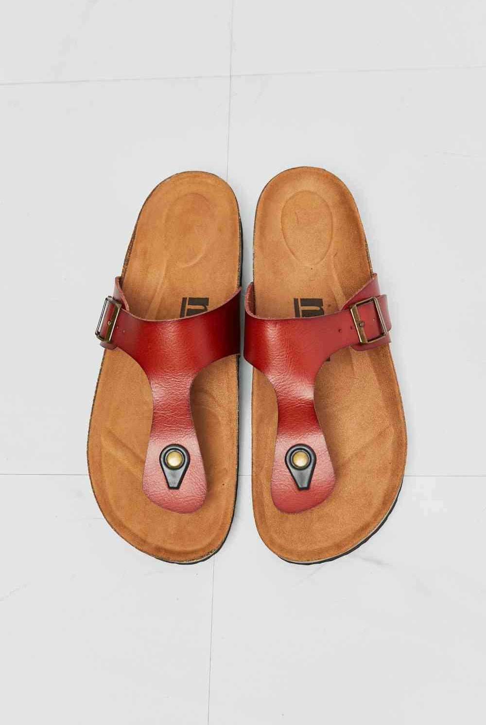 Light Gray MMShoes Drift Away T-Strap Flip-Flop in Red Shoes