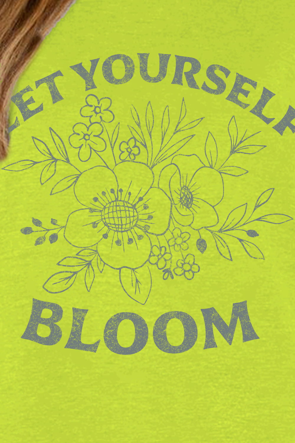 Yellow Green Simply Love Simply Love Full Size LET YOURSELF BLOOM Graphic Sweatshirt