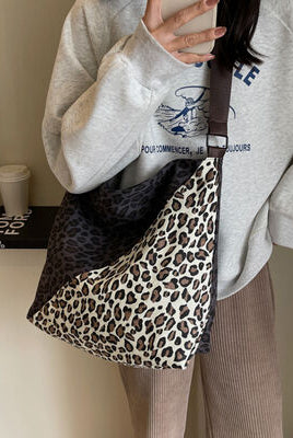 Rosy Brown Leopard Contrast Adjustable Strap Shoulder Bag Trends