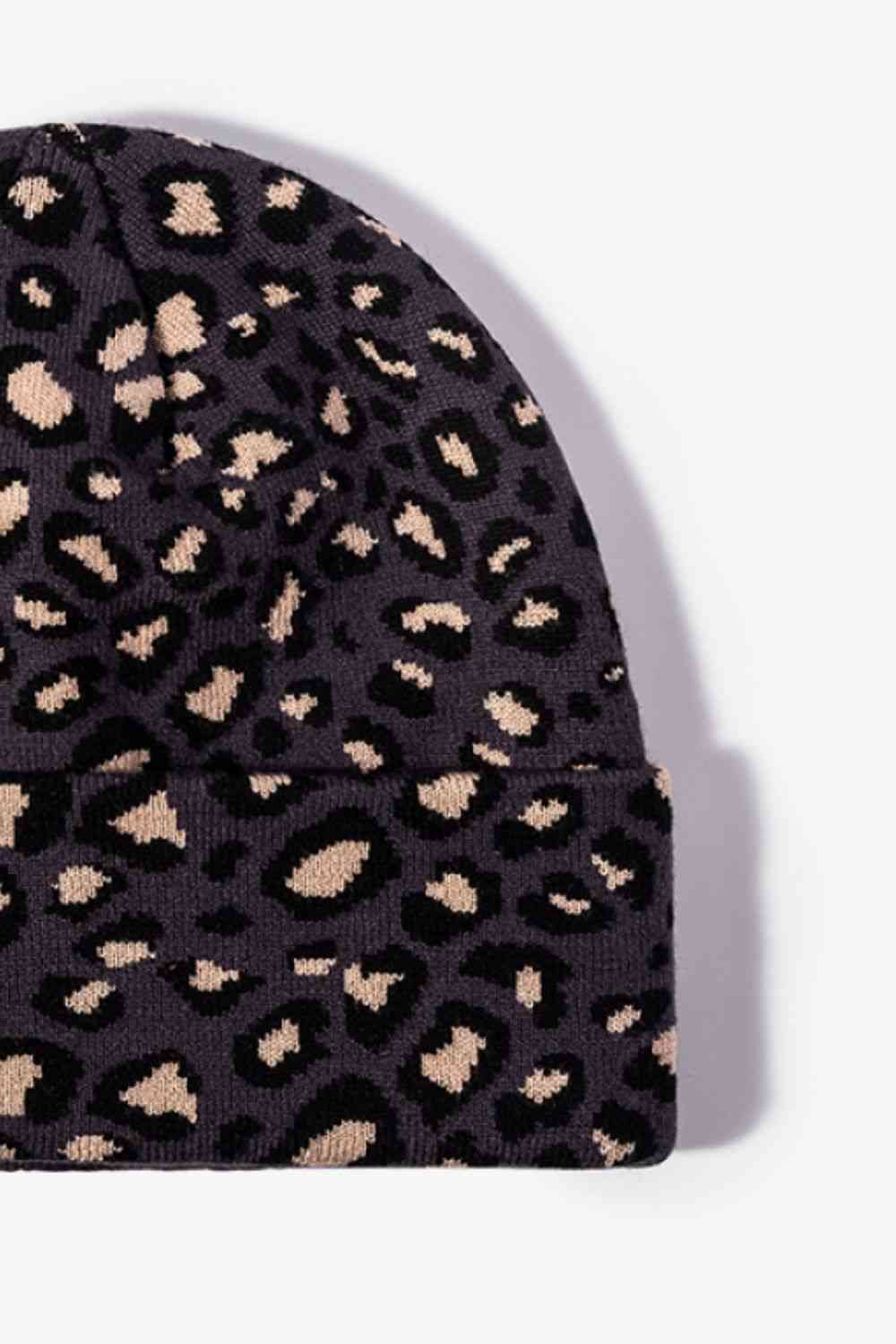Lavender Leopard Pattern Cuffed Beanie Winter Accessories