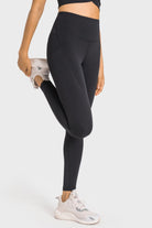 Dark Slate Gray High-Rise Wide Waistband Pocket Yoga Leggings activewear