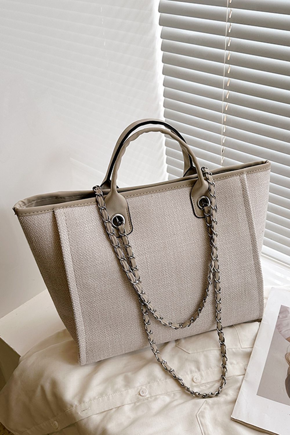 Gray Adored Polyester Tote Bag Handbags