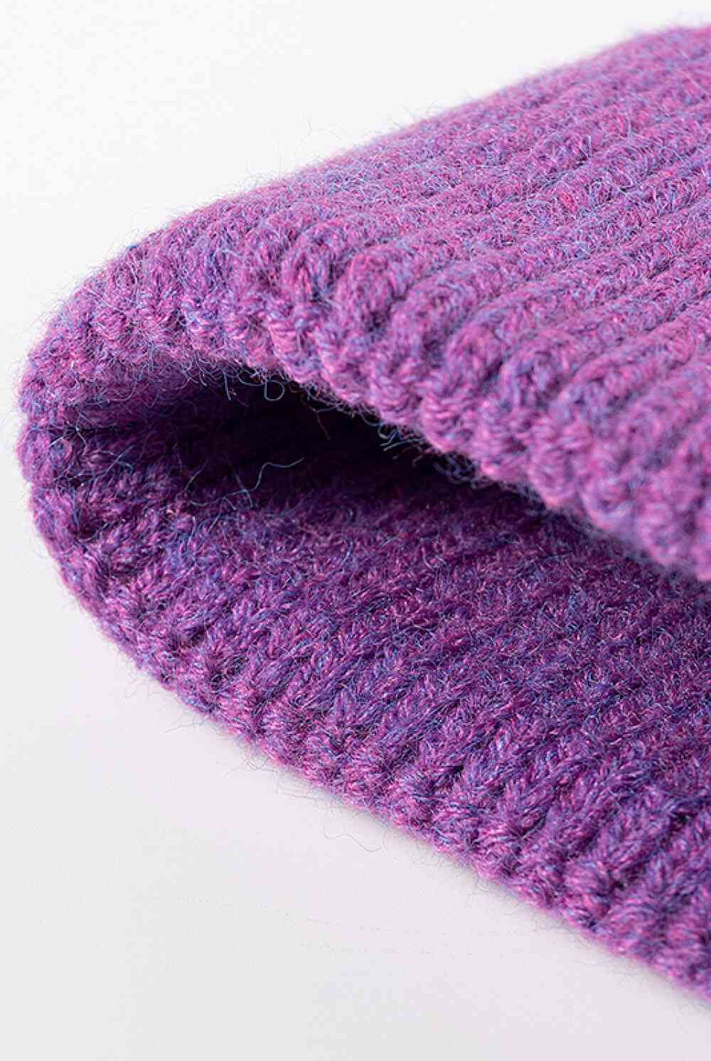 Lavender Letter N Patch Cuffed Knit Beanie Winter Accessories