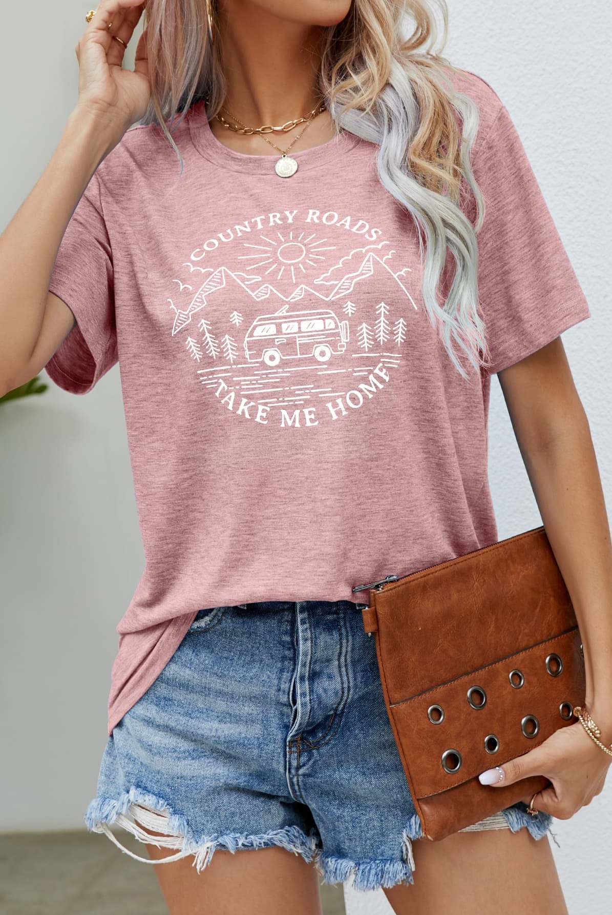 Dark Gray COUNTRY ROADS TAKE ME HOME Graphic Tee Tops