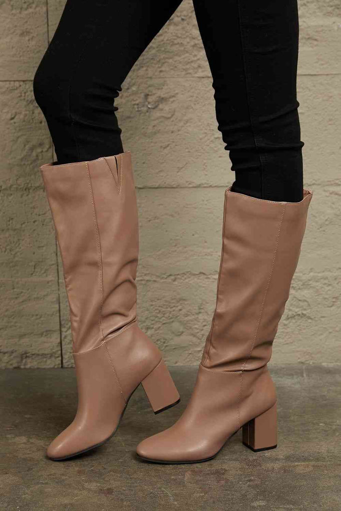 Dim Gray Happening Now Block Heel Knee High Boots Boots