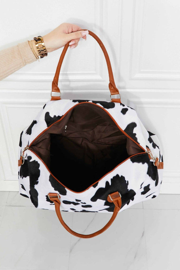 Light Gray Cow Animal Print Plush Weekender Bag Travel Bag