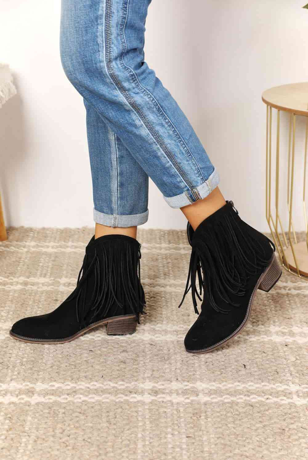 Light Gray Legend Women's Fringe Cowboy Western Ankle Boots Shoes