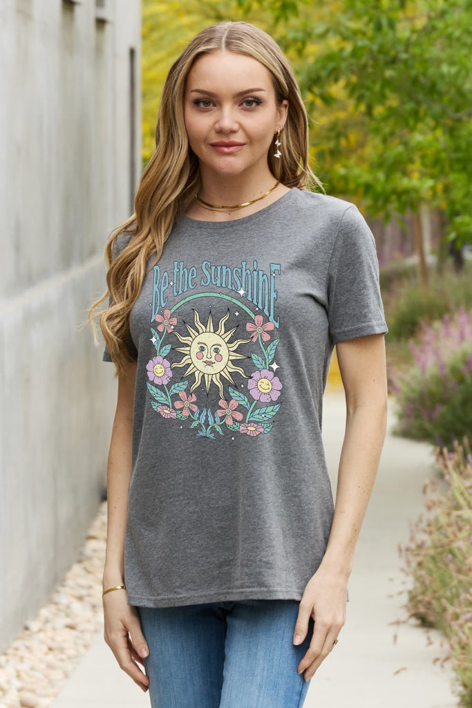 Dark Gray Simply Love Simply Love Full Size BE THE SUNSHINE Graphic Cotton Tee Graphic Tees