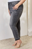 Gray Judy Blue Full Size High Waist Tummy Control Release Hem Skinny Jeans Plus Size Clothing