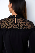 Black Leopard Frill Flounce Sleeve Blouse Trends