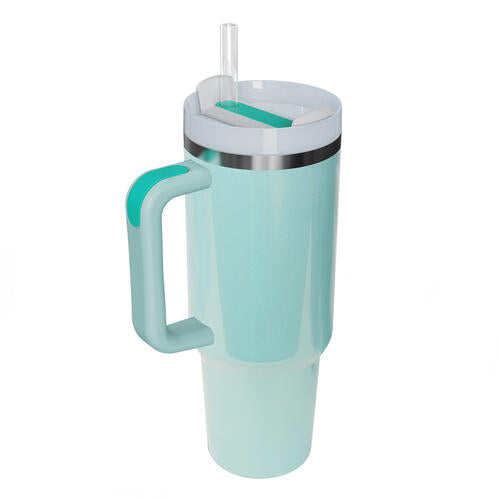 Light Steel Blue Stainless Steel Tumbler with Handle and Straw Cups