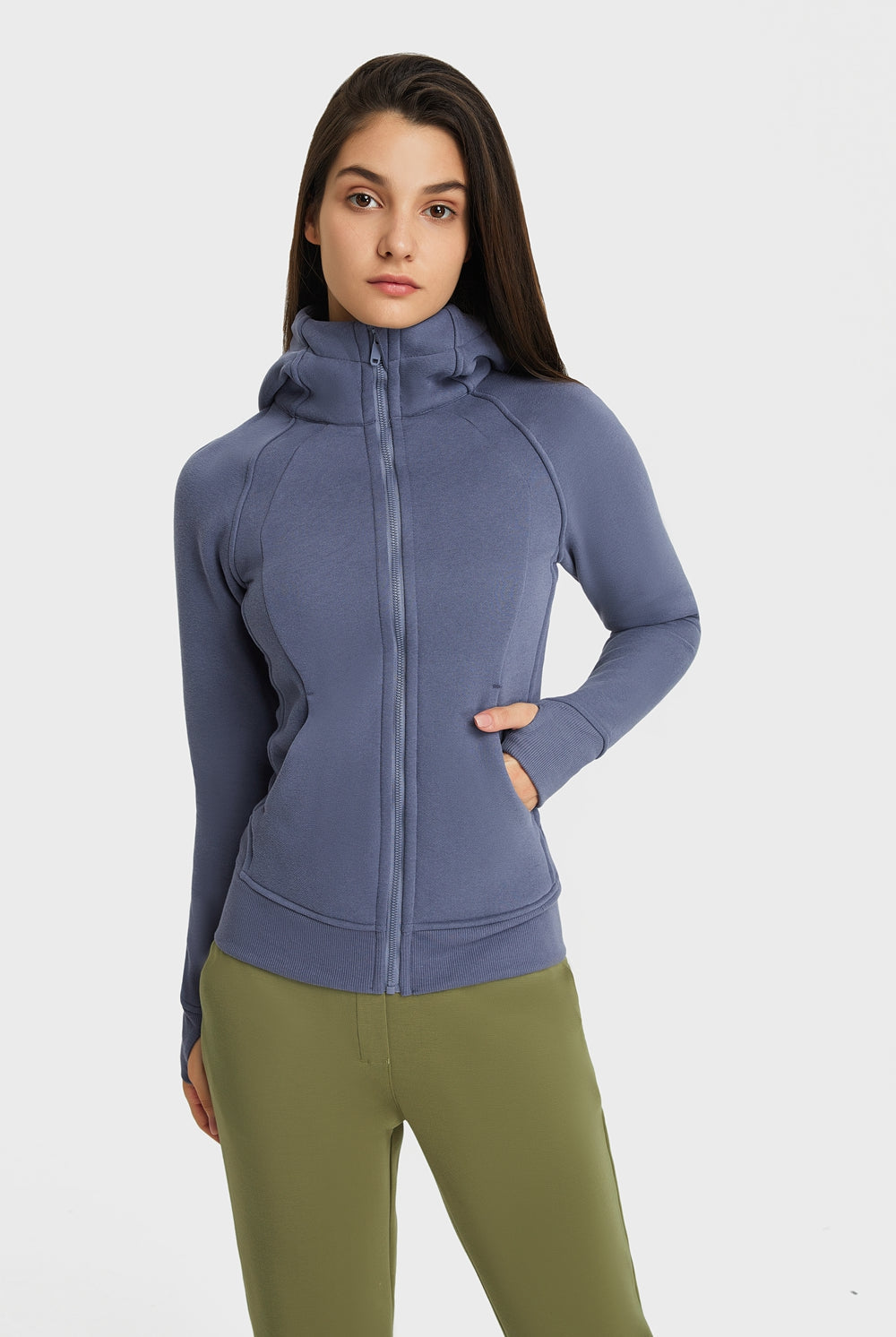 Dim Gray Progress Not Perfection Zip Up Seam Detail Hooded Sports Jacket activewear