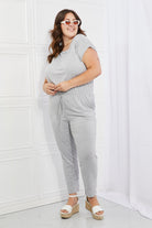 Light Gray Culture Code Comfy Days Full Size Boat Neck Jumpsuit in Grey Plus Size Clothes