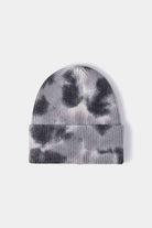 Lavender Tie-Dye Cuffed Rib-Knit Beanie Hat Winter Accessories