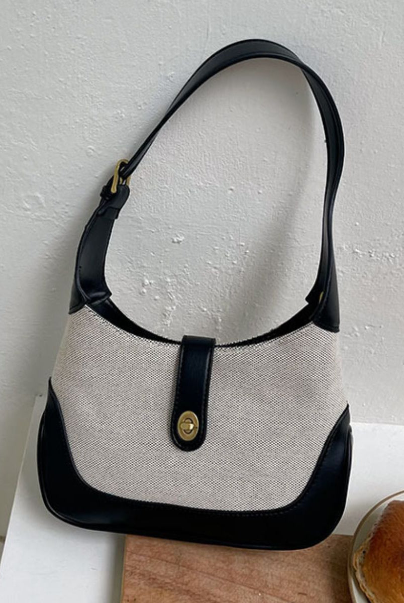 Gray Adored Contrast Canvas Shoulder Bag Handbags