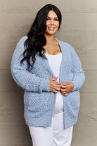Rosy Brown Falling For You Full Size Open Front Popcorn Cardigan Cardigan