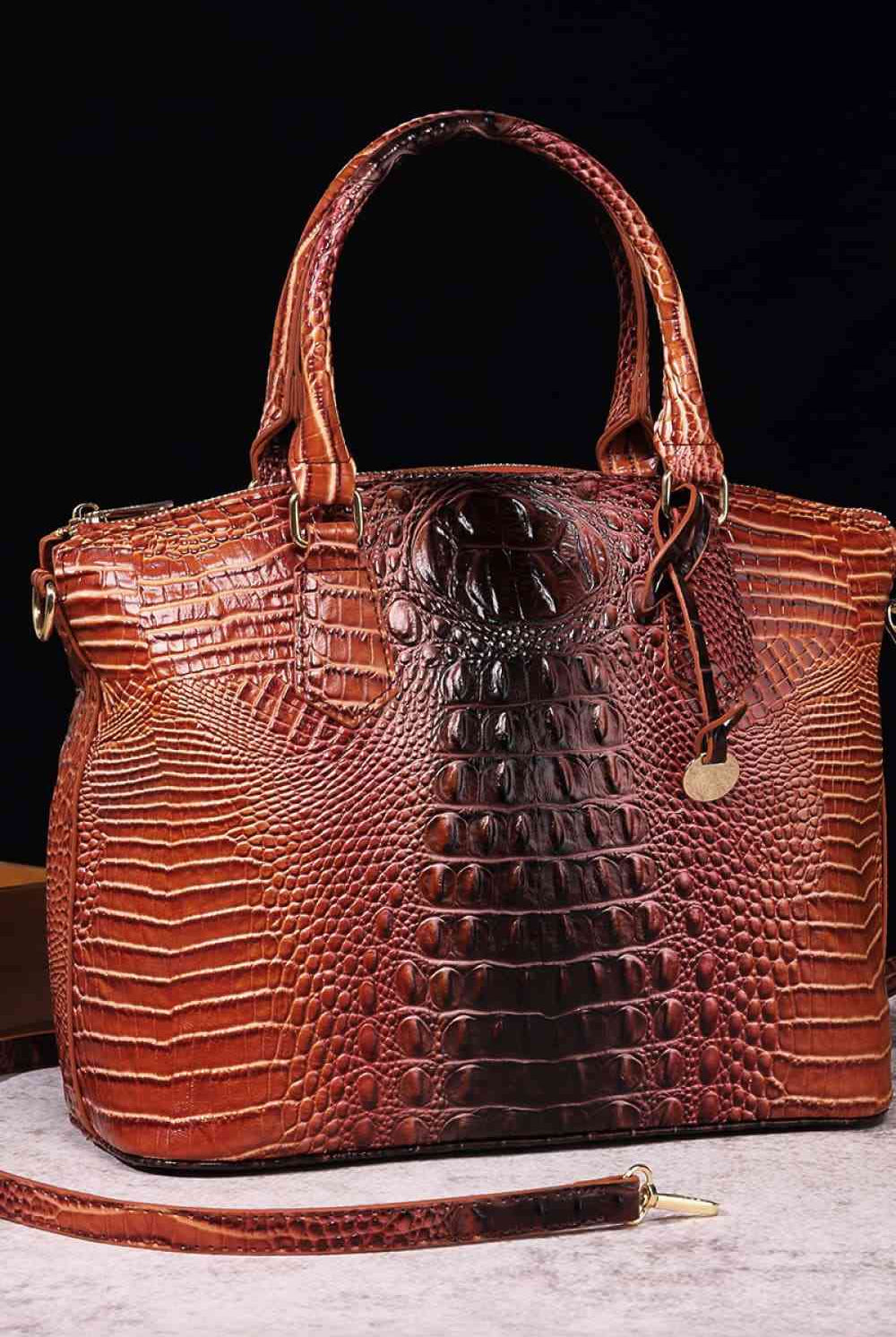 Tan Gradient PU Leather Handbag