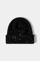 Black Confetti Rib-Knit Cuff Beanie Winter Accessories