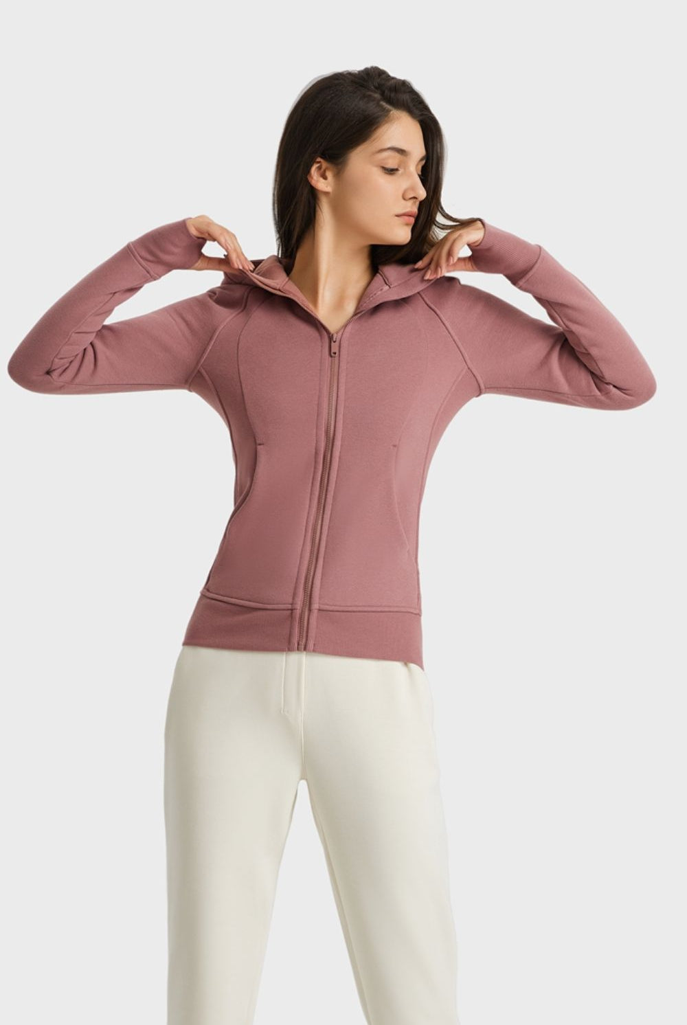 Light Gray Progress Not Perfection Zip Up Seam Detail Hooded Sports Jacket activewear