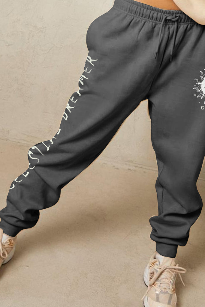 Rosy Brown Simply Love Full Size CELESTIAL DREAMER Graphic Sweatpants Sweatpants