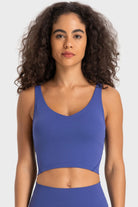 Dark Slate Gray Deep V-Neck Crop Sports Bra Clothes