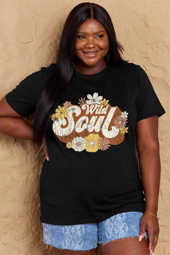 Tan Simply Love Full Size WILD SOUL Graphic Cotton T-Shirt Graphic Tees