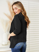 Dark Slate Gray Ninexis Open Front 3/4 Sleeve Full Size Cardigan Plus Size Clothes