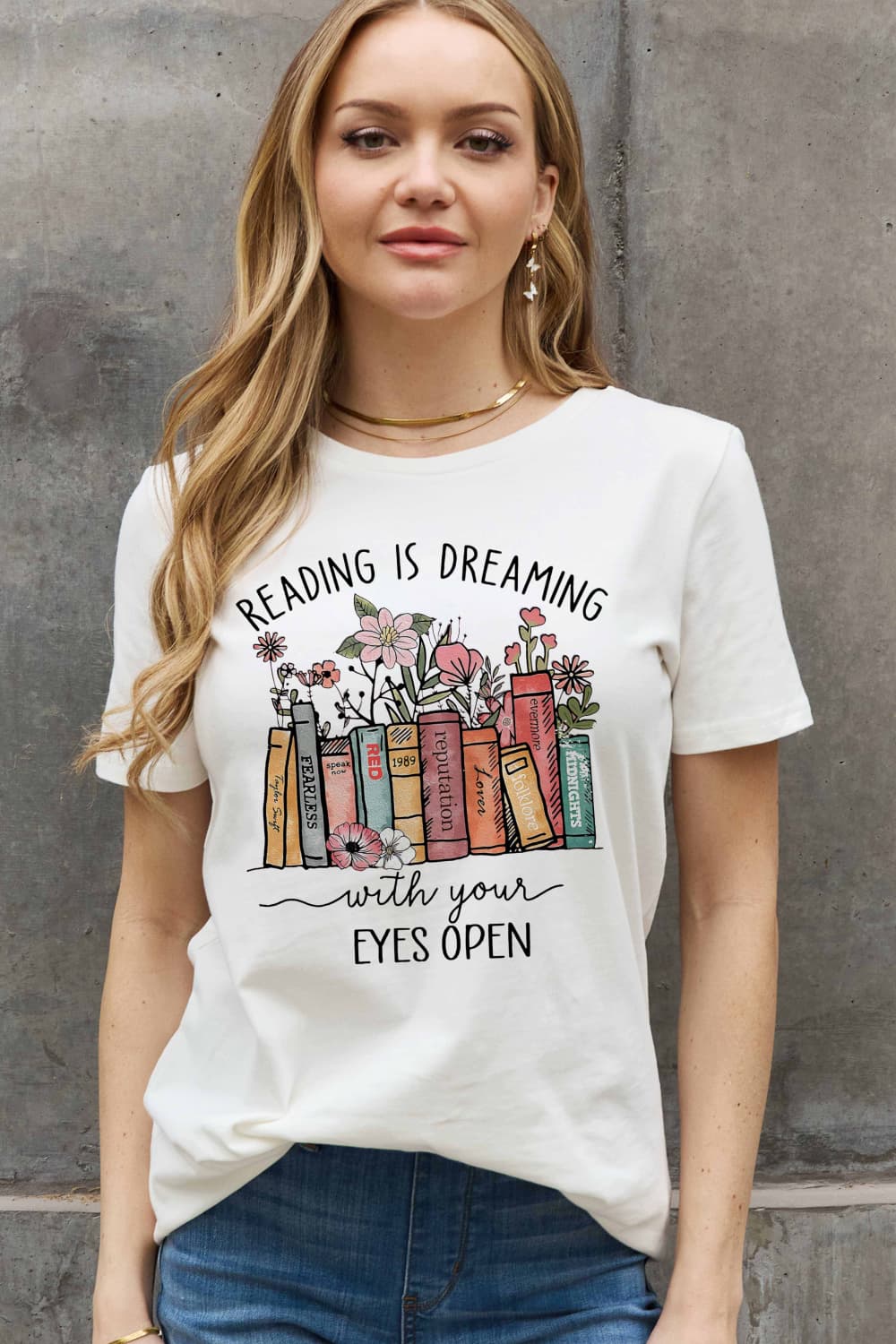 Slate Gray Simply Love Simply Love Full Size READING IS DREAMING WITH YOUR EYES OPEN Graphic Cotton Tee