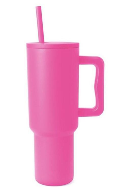 Pale Violet Red Hydrate Monochromatic Stainless Steel Tumbler with Matching Straw Cups