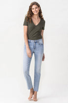 White Smoke Lovervet Full Size Andrea Midrise Crop Straight Jeans Pants