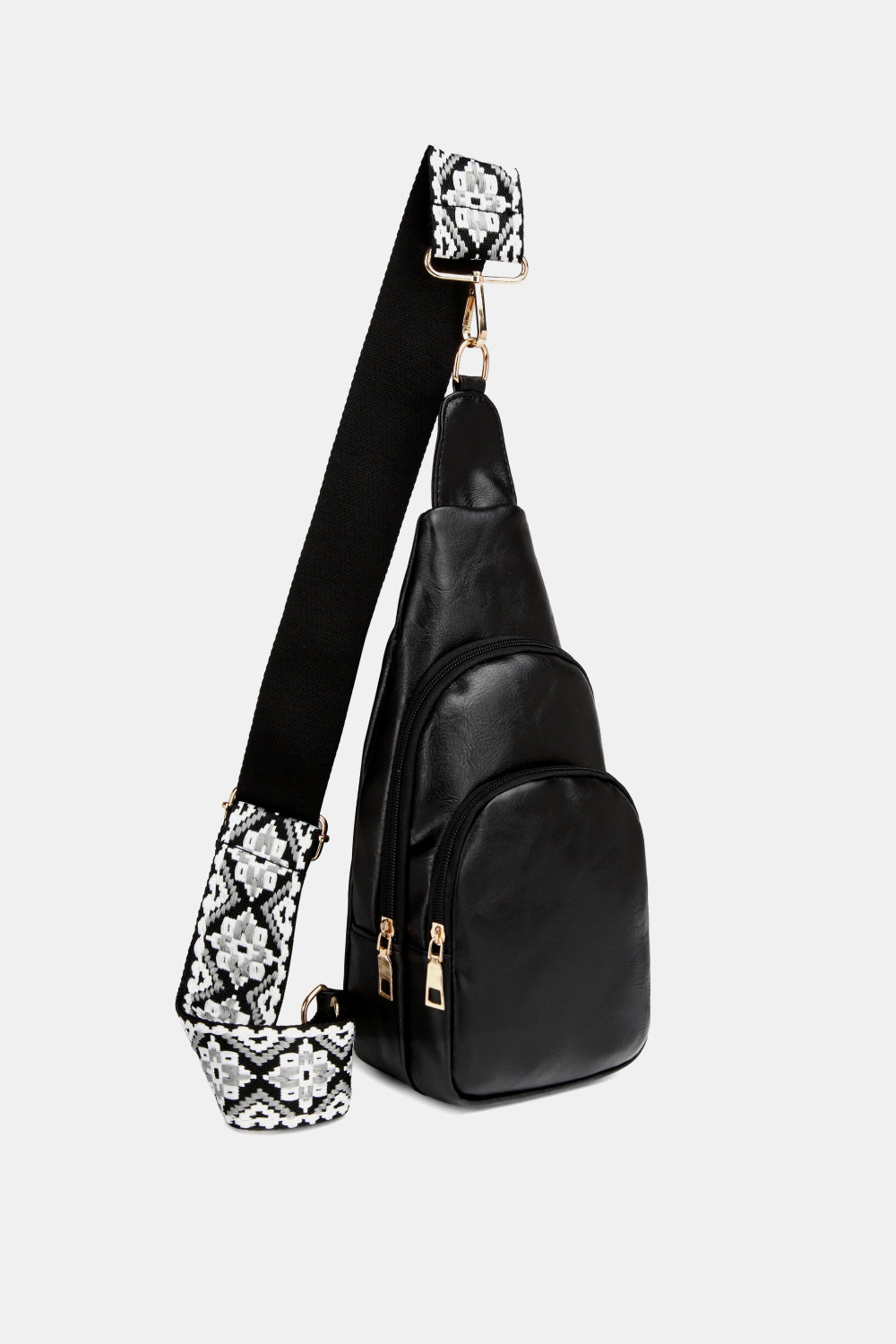 Black PU Leather Sling Bag Handbags