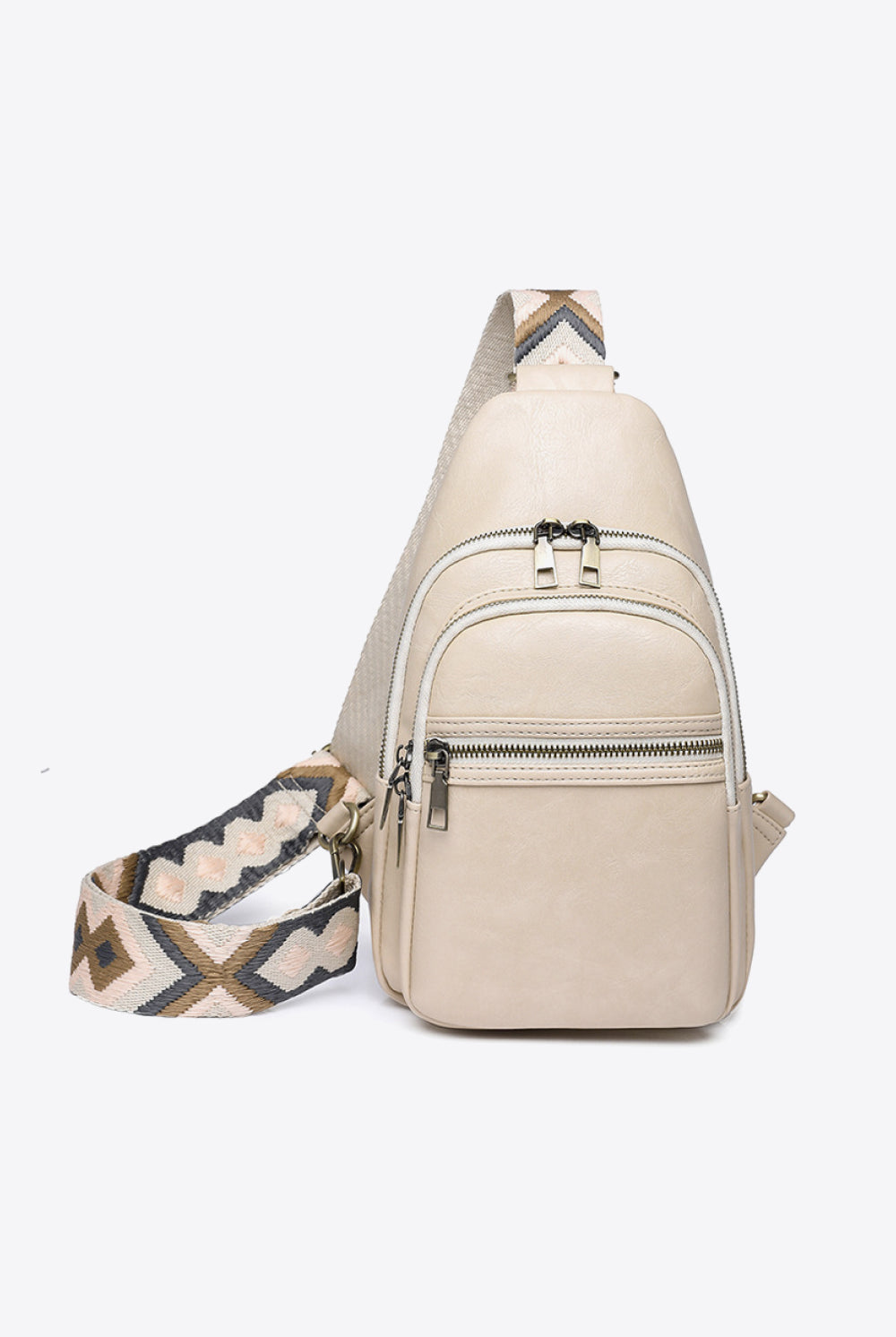 Beige It's Your Time PU Leather Sling Bag Handbags