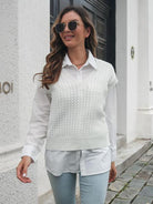 Gray Cable-knit V-Neck Sweater Vest Winter Accessories