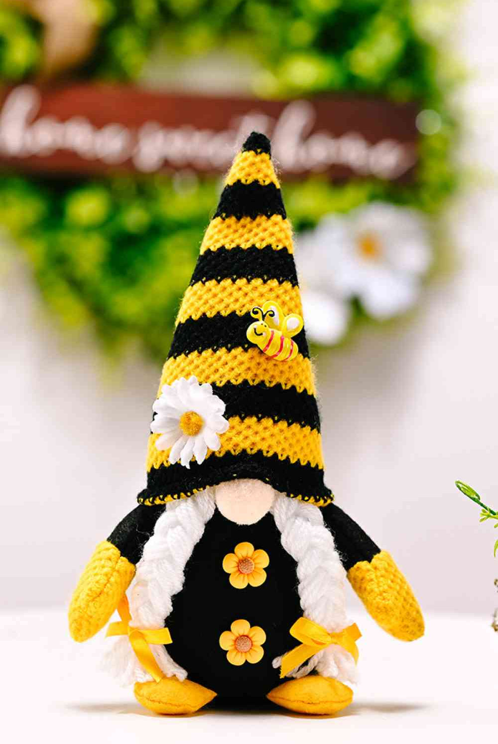 Dark Green Bee and Flower Decor Faceless Gnome Gifts