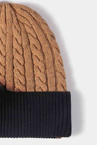 Black Contrast Tie-Dye Cable-Knit Cuffed Beanie Winter Accessories