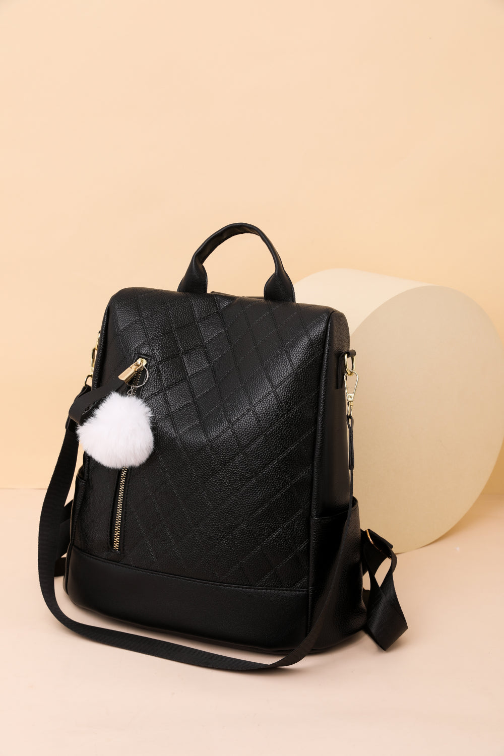 Black Pum-Pum Zipper Backpack Clothing