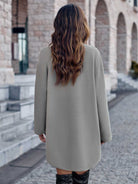 Light Slate Gray Snap Down Drop Shoulder Coat