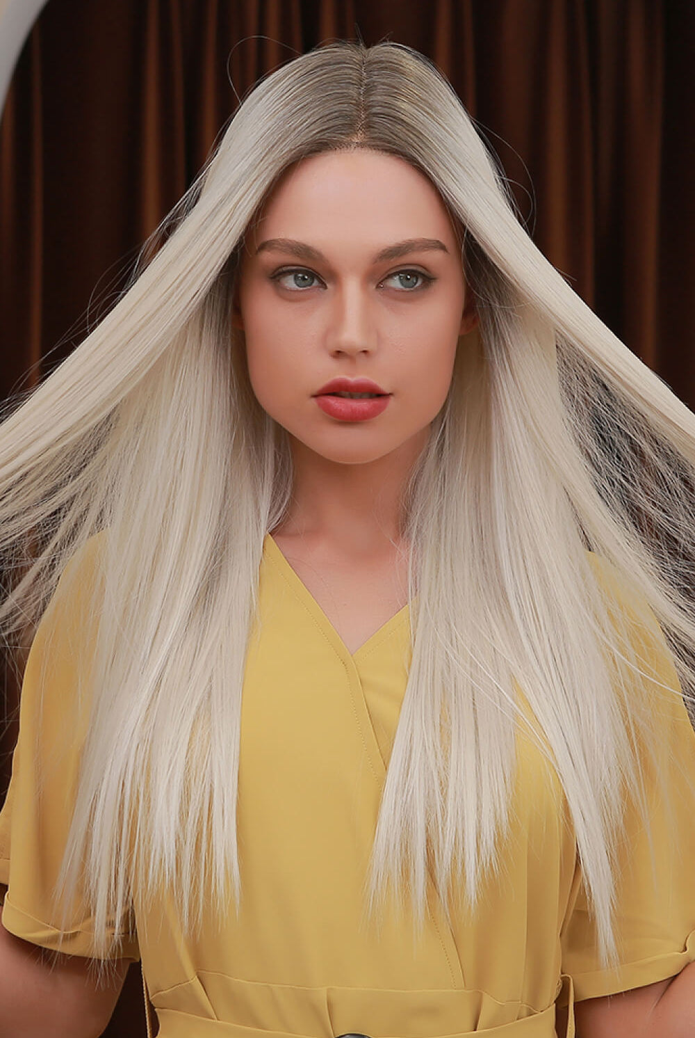 Rosy Brown Enjoy Today 13*2" Lace Front Wigs Synthetic Long Straight 26" Heat Safe 150% Density- Blonde Wigs