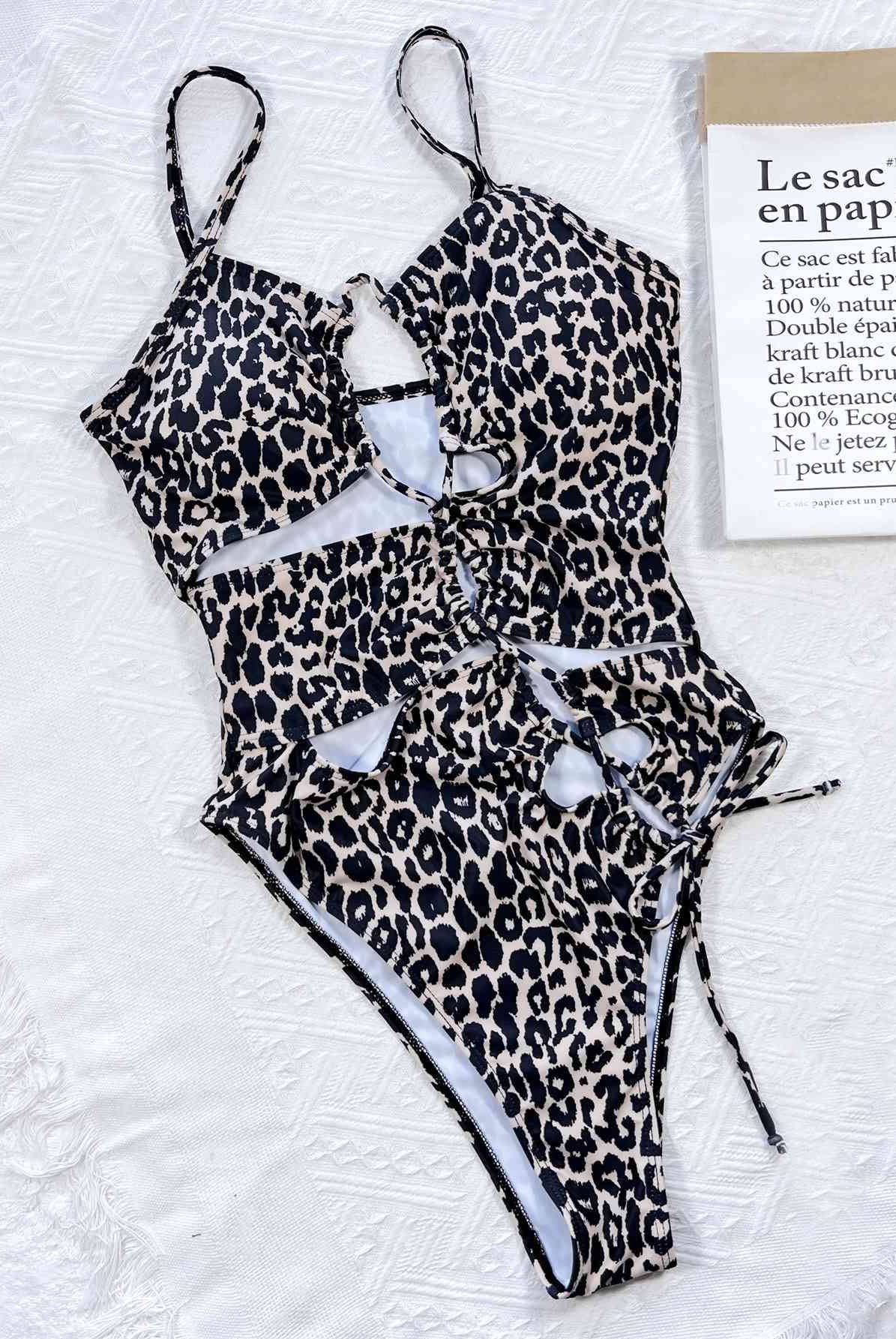 Lavender Leopard Cutout Tied One-Piece Swimsuit Trends