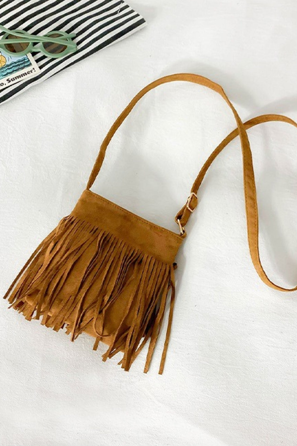 Antique White Adored PU Leather Crossbody Bag with Fringe Handbags