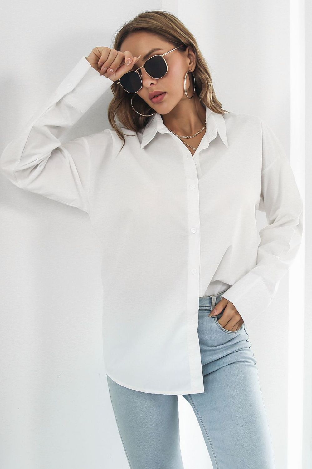 Light Gray Dropped Shoulder Longline Shirt Clothing