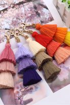 Gray Assorted 4-Pack Multicolored Fringe Keychain Key Chains