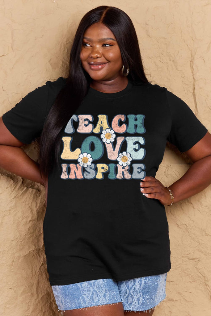 Tan TEACH LOVE INSPIRE Graphic Cotton T-Shirt Graphic Tees