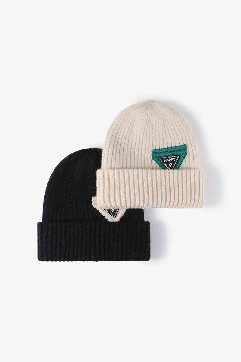 White Smoke HAPPY Contrast Beanie Winter Accessories
